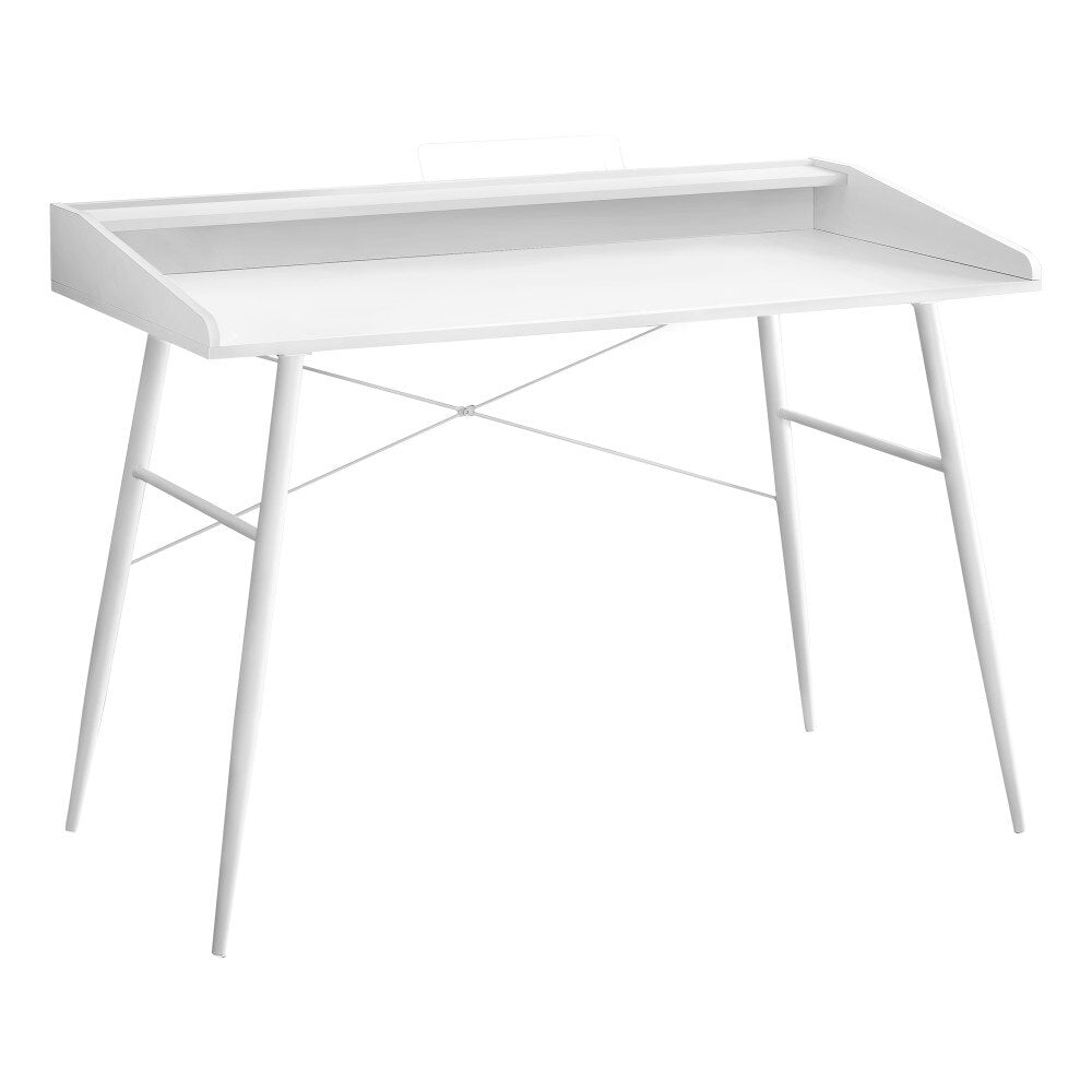 Monarch Specialties - Computer Desk, Home Office, Laptop, Storage Shelves, 48inL, Work, Metal, Laminate, White, Contemporary, Modern - I-7535 veiw 1