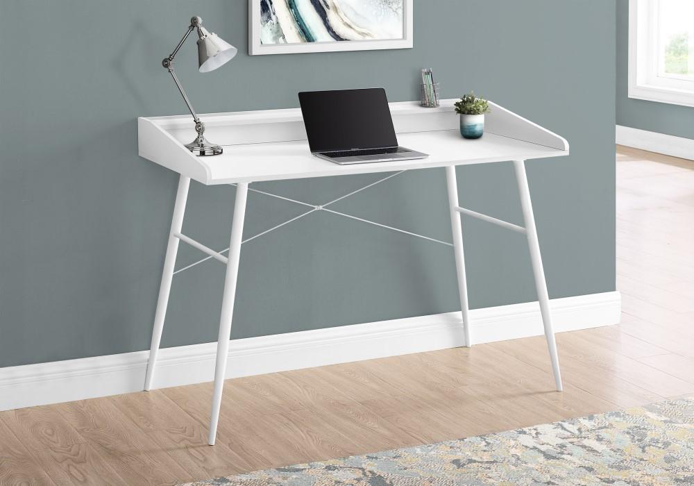 Monarch Specialties - Computer Desk, Home Office, Laptop, Storage Shelves, 48inL, Work, Metal, Laminate, White, Contemporary, Modern - I-7535 veiw 2