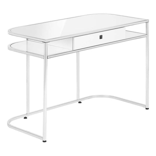 Monarch Specialties - Computer Desk, Home Office, Laptop, Storage Drawers, 48inL, Work, Metal, Laminate, White, Chrome, Contemporary, Modern - I-7520 veiw 1