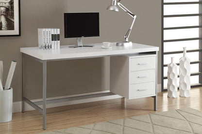 Monarch Specialties - Computer Desk, Home Office, Laptop, Left, Right Set-Up, Storage Drawers, 60inL, Work, Metal, Laminate, White, Grey, Contemporary, Modern - I-7046 veiw 1