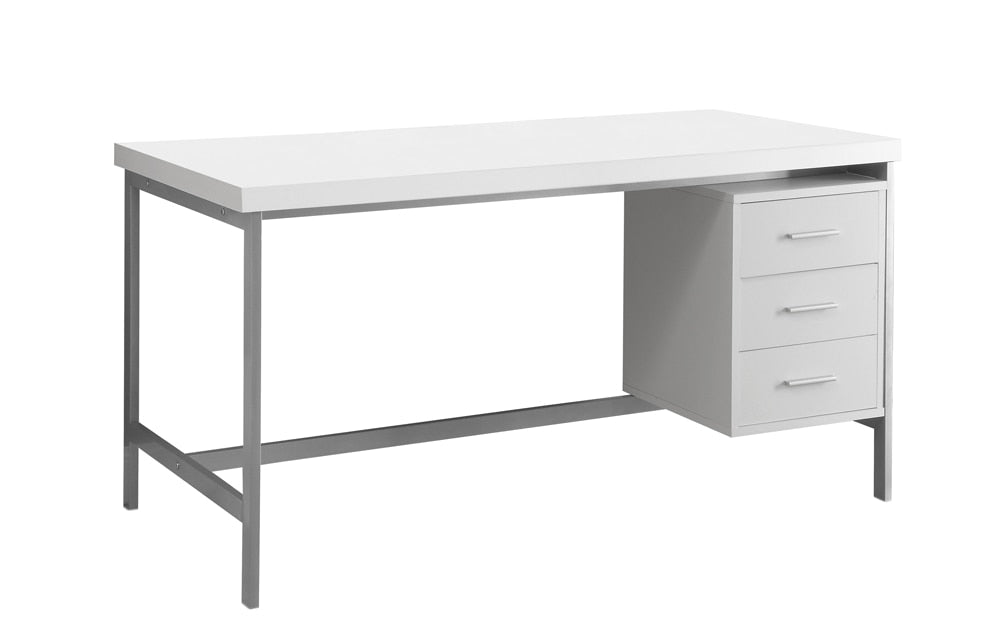 Monarch Specialties - Computer Desk, Home Office, Laptop, Left, Right Set-Up, Storage Drawers, 60inL, Work, Metal, Laminate, White, Grey, Contemporary, Modern - I-7046 veiw 2