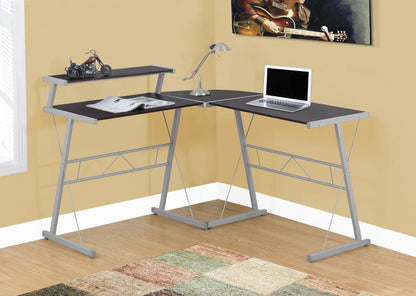 Monarch Specialties - Computer Desk, Home Office, Corner, L Shape, Work, Laptop, Metal, Laminate, Brown, Grey, Contemporary, Modern - I-7171 veiw 1