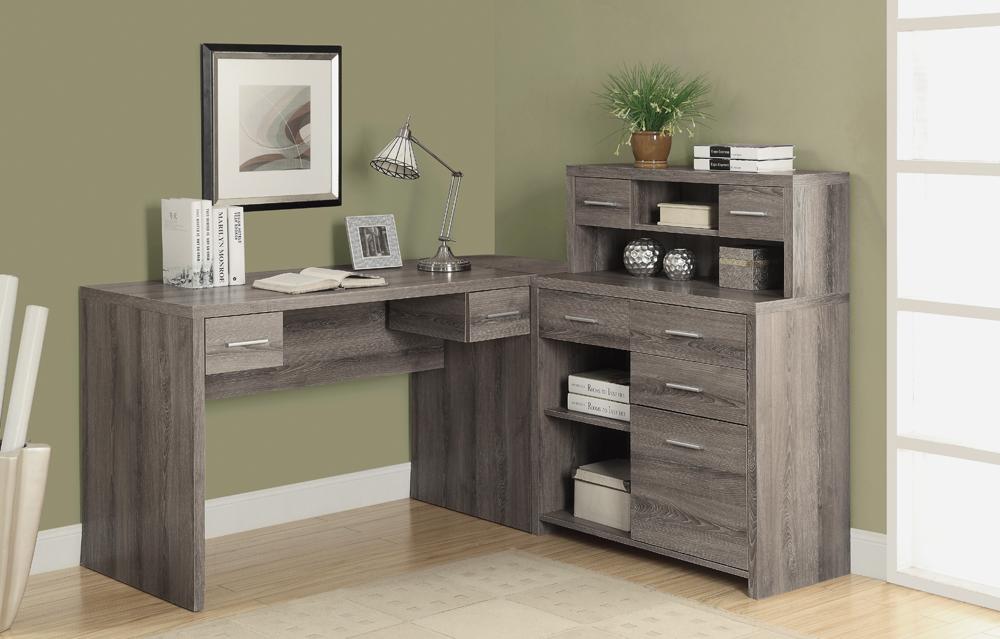 Monarch Specialties - Computer Desk, Home Office, Corner, Left, Right Set-Up, Storage Drawers, L Shape, Work, Laptop, Laminate, Brown, Contemporary, Modern - I-7318 veiw 1
