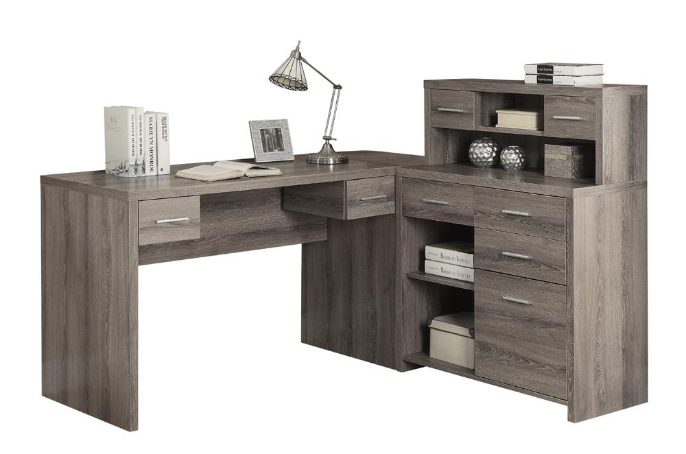 Monarch Specialties - Computer Desk, Home Office, Corner, Left, Right Set-Up, Storage Drawers, L Shape, Work, Laptop, Laminate, Brown, Contemporary, Modern - I-7318 veiw 2