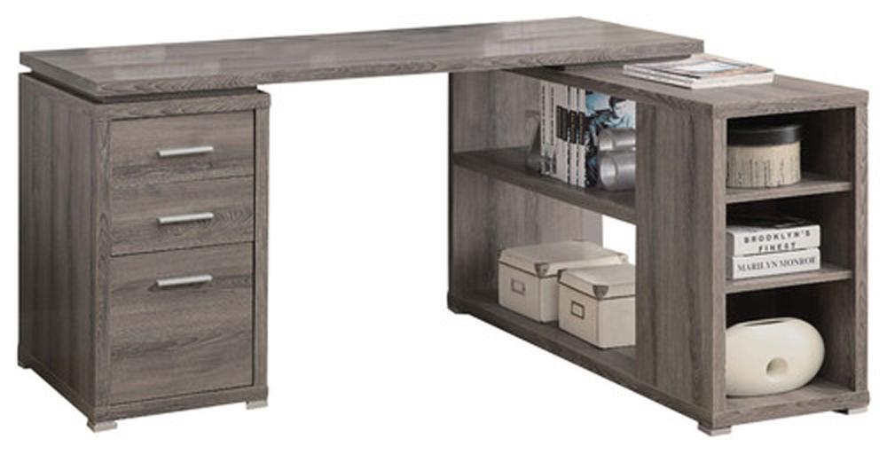 Monarch Specialties - Computer Desk, Home Office, Corner, Left, Right Set-Up, Storage Drawers, L Shape, Work, Laptop, Laminate, Brown, Contemporary, Modern - I-7319 veiw 2