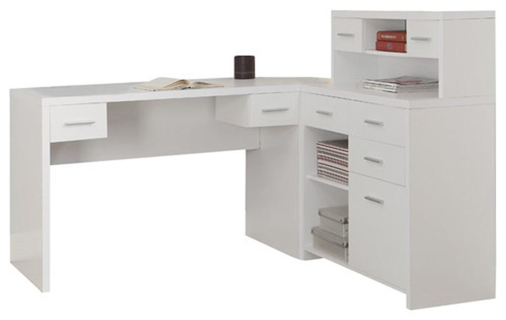 Monarch Specialties - Computer Desk, Home Office, Corner, Left, Right Set-Up, Storage Drawers, L Shape, Work, Laptop, Laminate, White, Contemporary, Modern - I-7028 veiw 2