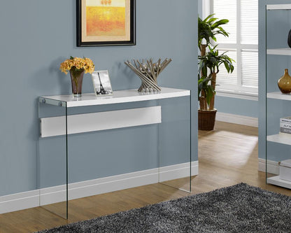 Monarch Specialties - Accent Table, Console, Entryway, Narrow, Sofa, Living Room, Bedroom, Tempered Glass, Laminate, Glossy White, Clear, Contemporary, Modern - I-3288 veiw 1