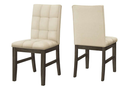 Monarch Specialties - Dining Chair, 37in Height, Set Of 2, Upholstered, Dining Room, Kitchen, Cream Fabric, Grey Solid Wood, Transitional - I 1376 veiw 1