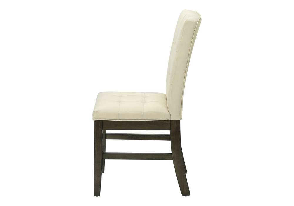 Monarch Specialties - Dining Chair, 37in Height, Set Of 2, Upholstered, Dining Room, Kitchen, Cream Fabric, Grey Solid Wood, Transitional - I 1376 veiw 3