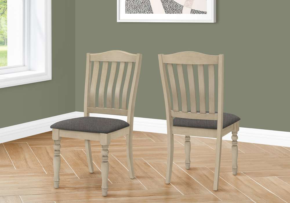 Monarch Specialties - Dining Chair, 39in Height, Set Of 2, Upholstered, Dining Room, Kitchen, Side, Antique Grey, Grey Fabric, Wood Legs, Transitional - I 1392 veiw 5