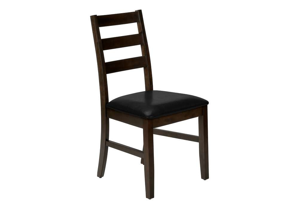 Monarch Specialties - Dining Chair, Set Of 2, 37in Height, Kitchen, Dining Room, Side, Upholstered, Brown Leather Look, Brown Solid Wood, Transitional - I 1332 veiw 1