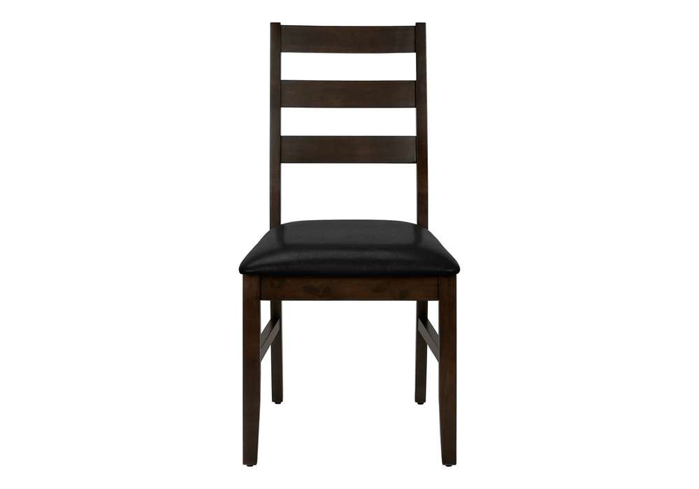 Monarch Specialties - Dining Chair, Set Of 2, 37in Height, Kitchen, Dining Room, Side, Upholstered, Brown Leather Look, Brown Solid Wood, Transitional - I 1332 veiw 2