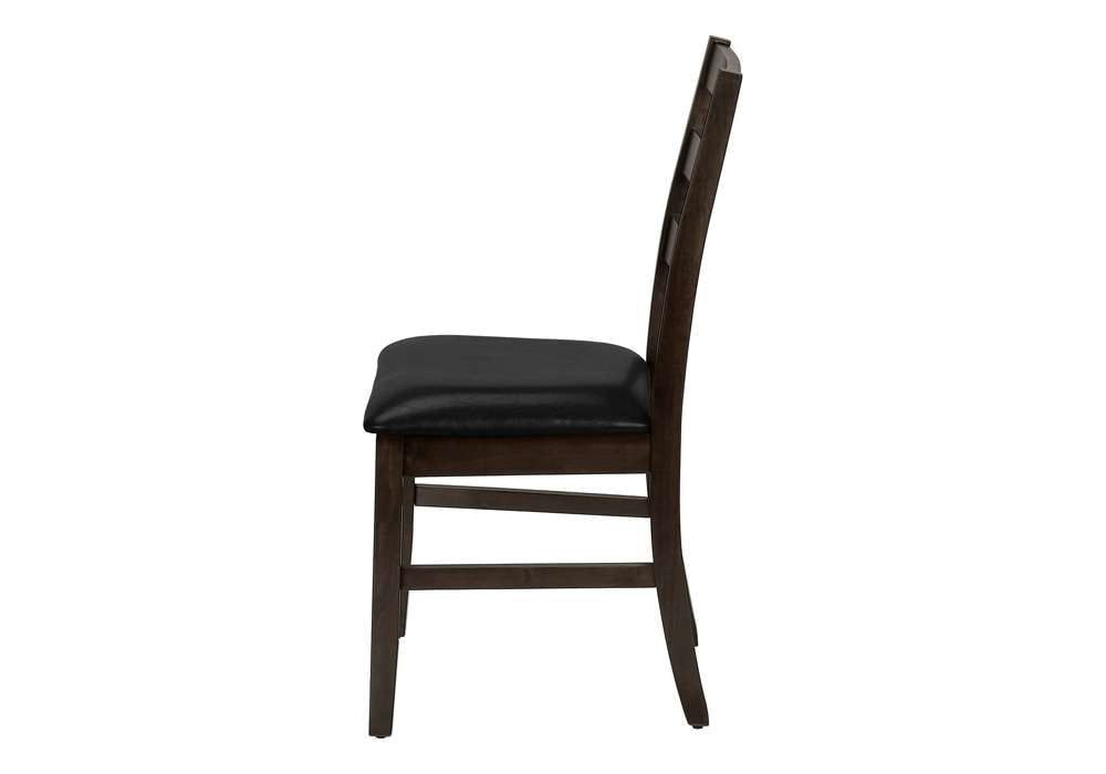Monarch Specialties - Dining Chair, Set Of 2, 37in Height, Kitchen, Dining Room, Side, Upholstered, Brown Leather Look, Brown Solid Wood, Transitional - I 1332 veiw 3