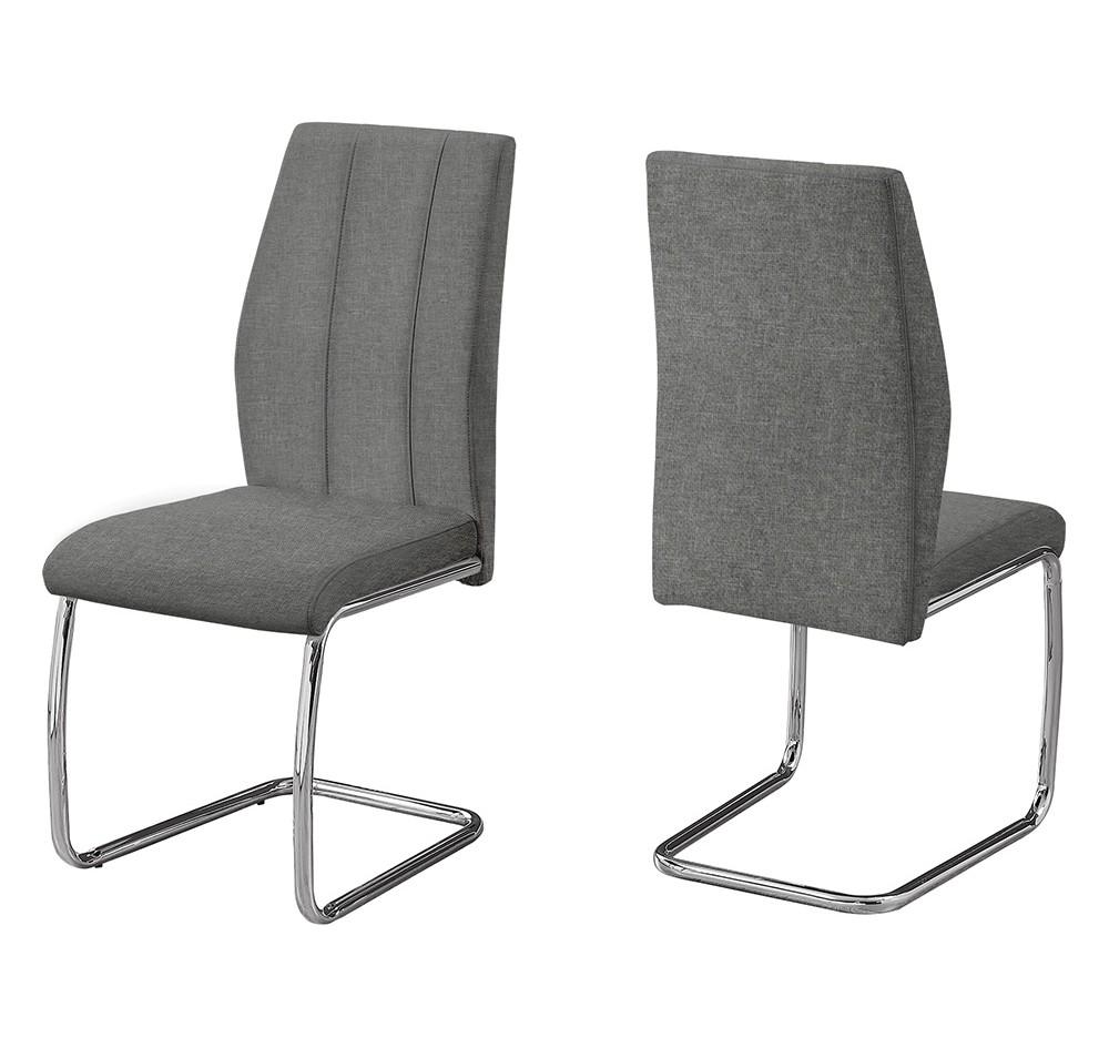 Monarch Specialties - Dining Chair, Set Of 2, 39in Height, Grey Fabric, Chrome Metal, Contemporary, Modern - I 1061 veiw 1