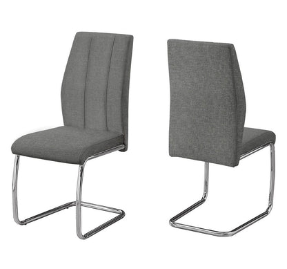 Monarch Specialties - Dining Chair, Set Of 2, 39in Height, Grey Fabric, Chrome Metal, Contemporary, Modern - I 1061 veiw 1