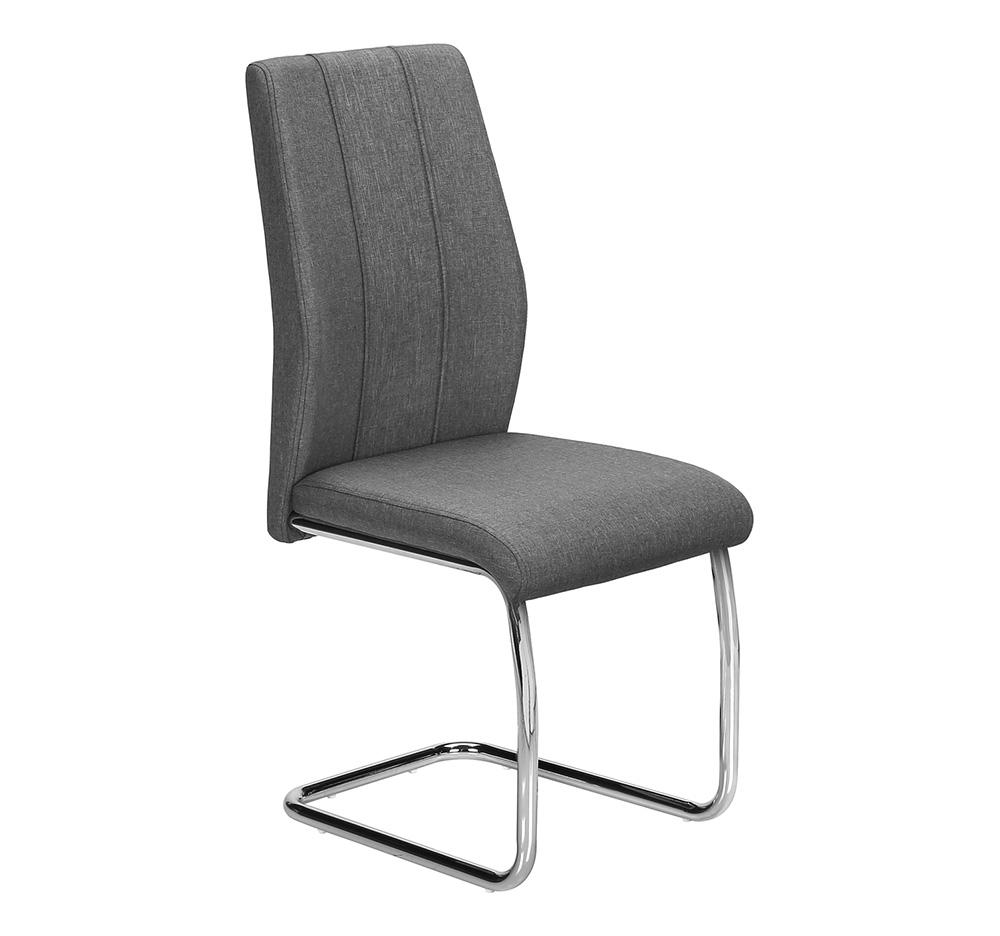 Monarch Specialties - Dining Chair, Set Of 2, 39in Height, Grey Fabric, Chrome Metal, Contemporary, Modern - I 1061 veiw 2