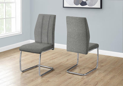 Monarch Specialties - Dining Chair, Set Of 2, 39in Height, Grey Fabric, Chrome Metal, Contemporary, Modern - I 1061 veiw 3
