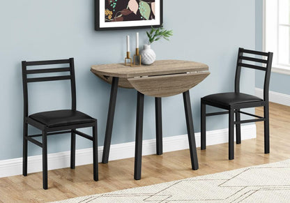 Monarch Specialties - Dining Table Set, 3Pcs Set, Small, 35in Drop Leaf, Kitchen, Metal, Laminate, Brown, Black, Contemporary, Modern - I-1003 veiw 2