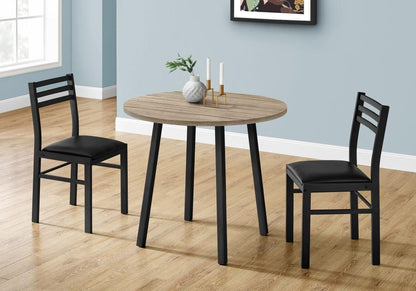 Monarch Specialties - Dining Table Set, 3Pcs Set, Small, 35in Drop Leaf, Kitchen, Metal, Laminate, Brown, Black, Contemporary, Modern - I-1003 veiw 3