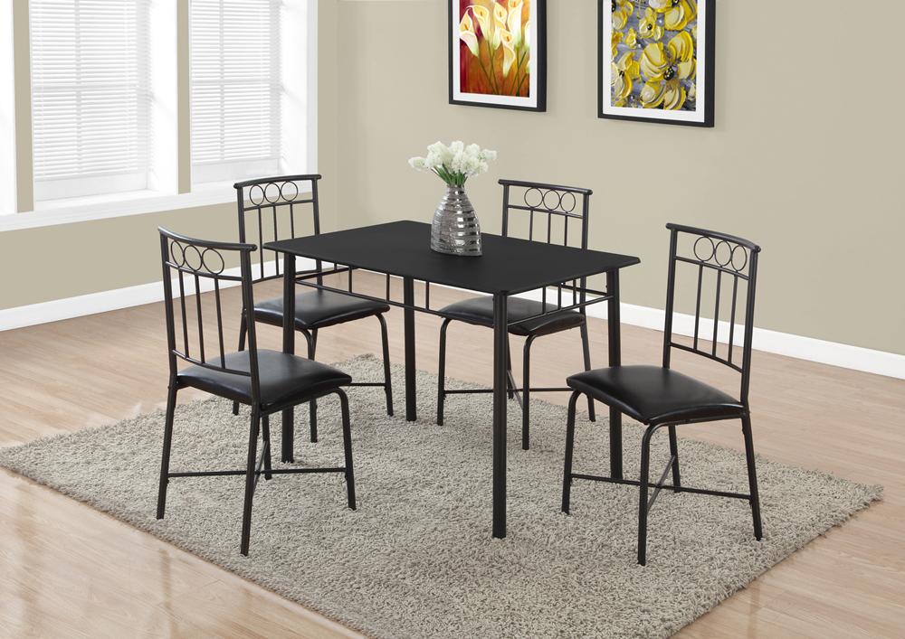 Monarch Specialties - Dining Table Set, 5Pcs Set, Small, 40in Rectangular, Kitchen, Metal, Laminate, Black, Contemporary, Modern - I-1018 veiw 1