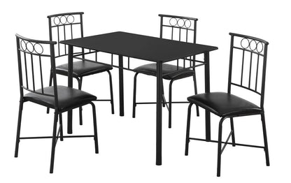 Monarch Specialties - Dining Table Set, 5Pcs Set, Small, 40in Rectangular, Kitchen, Metal, Laminate, Black, Contemporary, Modern - I-1018 veiw 2