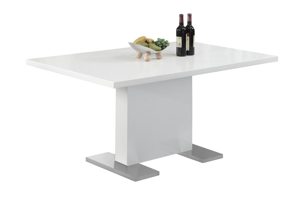 Monarch Specialties - Dining Table, 60in Rectangular, Kitchen, Dining Room, Metal, Laminate, Glossy White, Chrome, Contemporary, Modern - I-1090 veiw 2