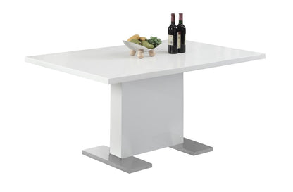 Monarch Specialties - Dining Table, 60in Rectangular, Kitchen, Dining Room, Metal, Laminate, Glossy White, Chrome, Contemporary, Modern - I-1090 veiw 2