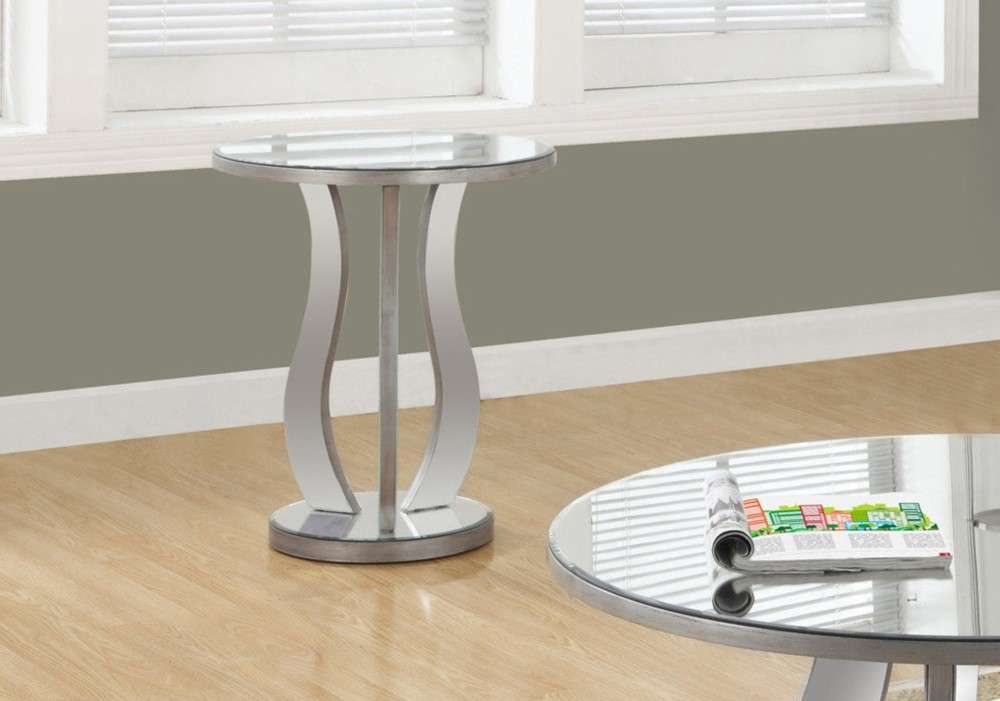 Monarch Specialties - Accent Table, Side, End, Nightstand, Lamp, Living Room, Bedroom, Mirror, Grey, Clear, Transitional - I-3726 veiw 3