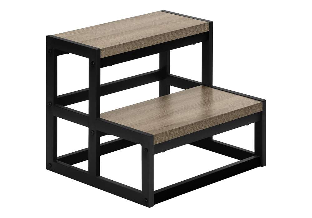 Monarch Specialties - Ladder, Step Stool, Bedroom, Kitchen, Black Metal, Dark Taupe Laminate, Contemporary - I 4000 veiw 1