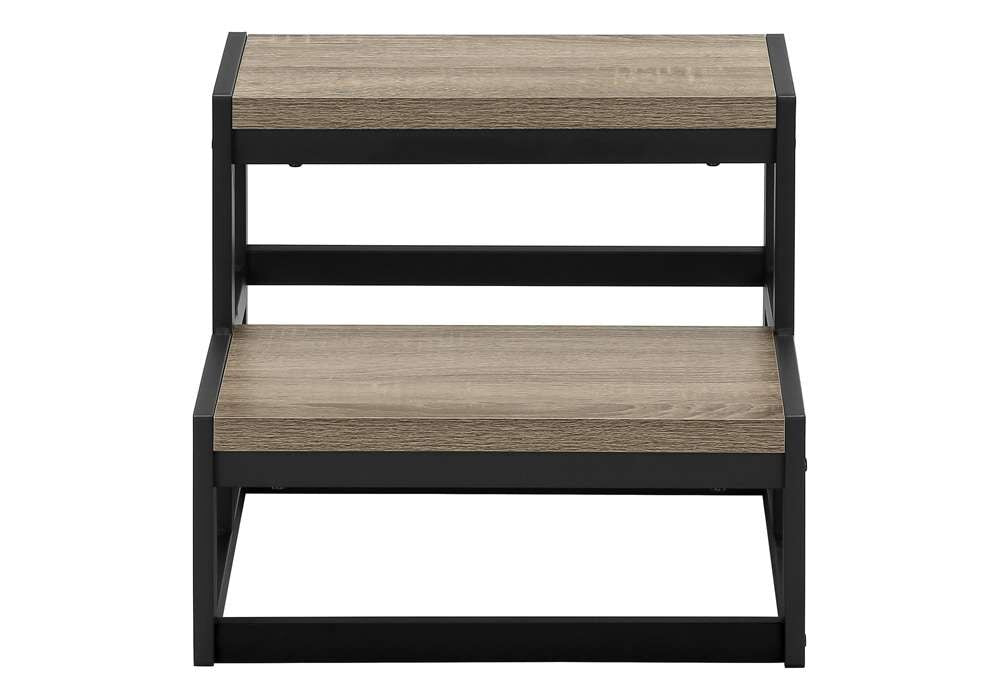 Monarch Specialties - Ladder, Step Stool, Bedroom, Kitchen, Black Metal, Dark Taupe Laminate, Contemporary - I 4000 veiw 2