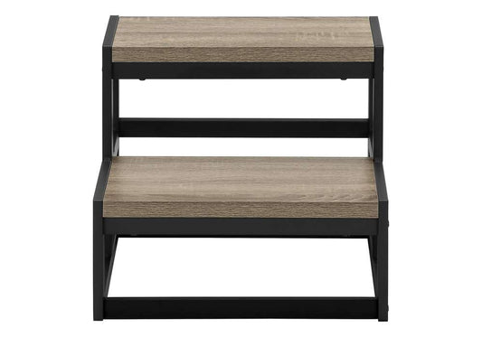 Monarch Specialties - Ladder, Step Stool, Bedroom, Kitchen, Black Metal, Dark Taupe Laminate, Contemporary - I 4000 veiw 2