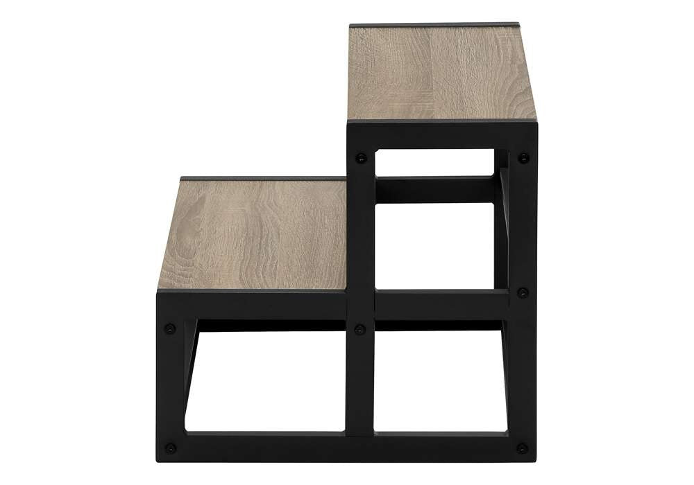 Monarch Specialties - Ladder, Step Stool, Bedroom, Kitchen, Black Metal, Dark Taupe Laminate, Contemporary - I 4000 veiw 3
