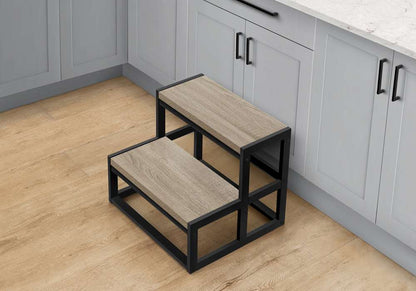 Monarch Specialties - Ladder, Step Stool, Bedroom, Kitchen, Black Metal, Dark Taupe Laminate, Contemporary - I 4000 veiw 5