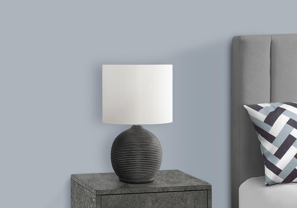 Monarch Specialties - Lighting, 16inH, Black Resin, Ivory / Cream Shade, Contemporary - I 9764 veiw 2