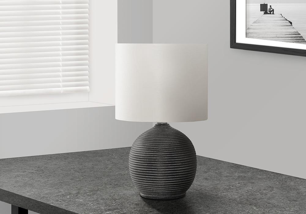 Monarch Specialties - Lighting, 16inH, Black Resin, Ivory / Cream Shade, Contemporary - I 9764 veiw 3