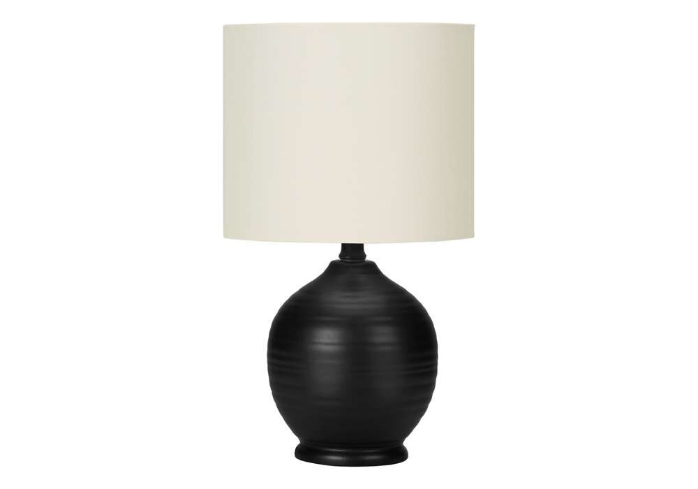 Monarch Specialties - Lighting, 17inH, Table Lamp, Black Ceramic, Ivory / Cream Shade, Transitional - I 9739 veiw 1
