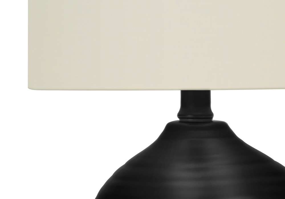 Monarch Specialties - Lighting, 17inH, Table Lamp, Black Ceramic, Ivory / Cream Shade, Transitional - I 9739 veiw 3