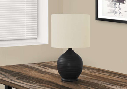 Monarch Specialties - Lighting, 17inH, Table Lamp, Black Ceramic, Ivory / Cream Shade, Transitional - I 9739 veiw 4