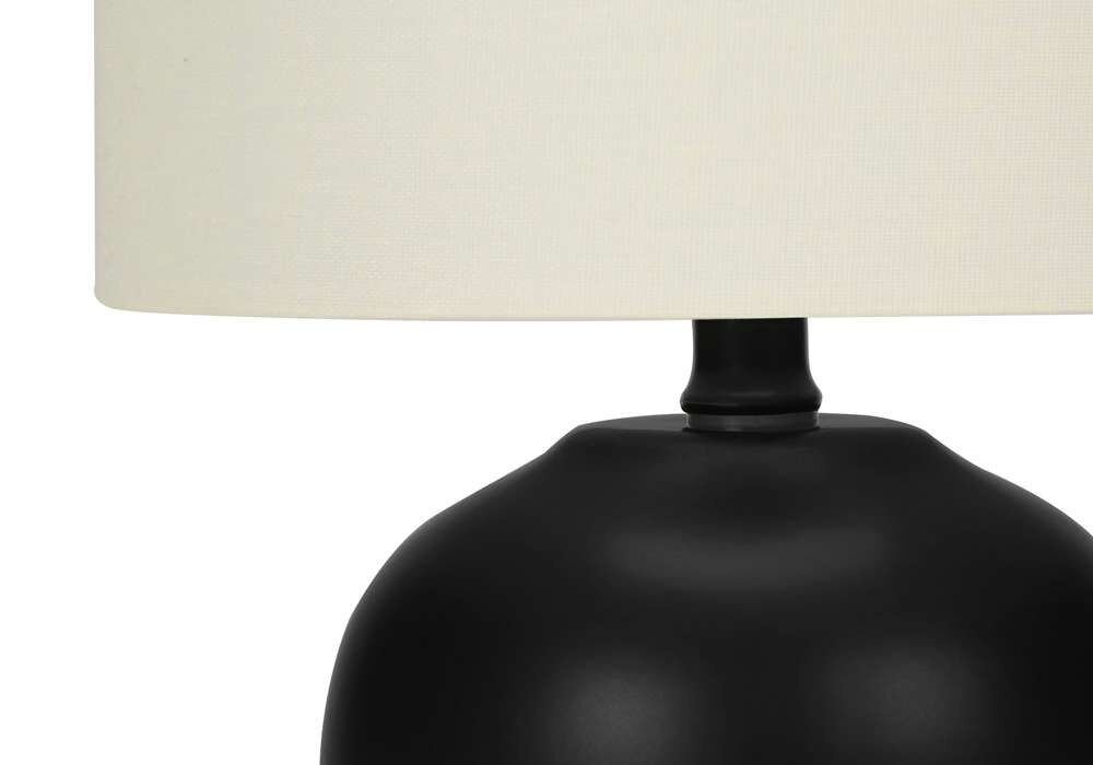 Monarch Specialties - Lighting, 17inH, Table Lamp, Black Ceramic, Ivory / Cream Shade, Transitional - I 9738 veiw 3