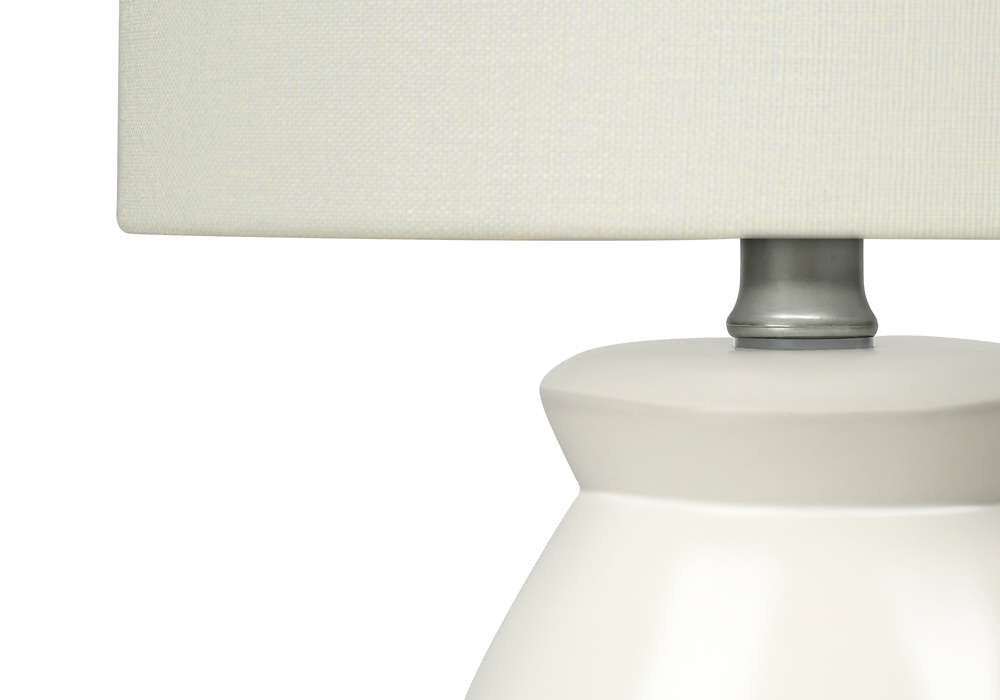 Monarch Specialties - Lighting, 17inH, Table Lamp, Cream Ceramic, Ivory / Cream Shade, Modern - I 9740 veiw 3