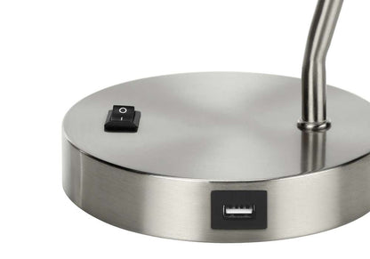 Monarch Specialties - Lighting, 17inH, Table Lamp, Usb Port Included, Nickel Metal, Nickel Shade, Modern - I 9659 veiw 3