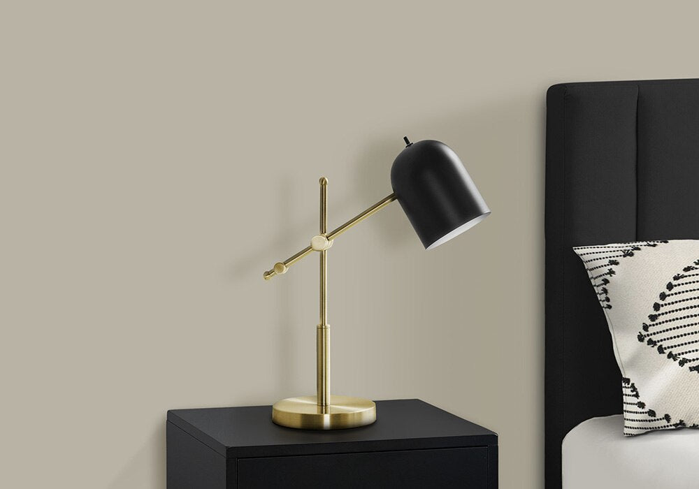 Monarch Specialties - Lighting, 18inH, Brass Metal, Black Shade, Contemporary - I 9766 veiw 2