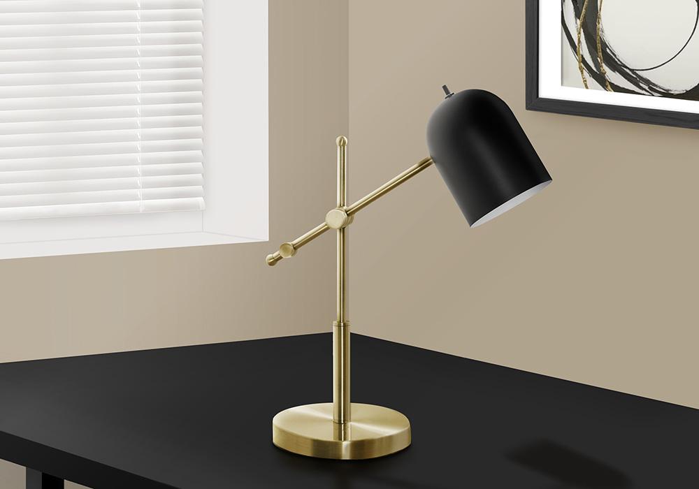 Monarch Specialties - Lighting, 18inH, Brass Metal, Black Shade, Contemporary - I 9766 veiw 3