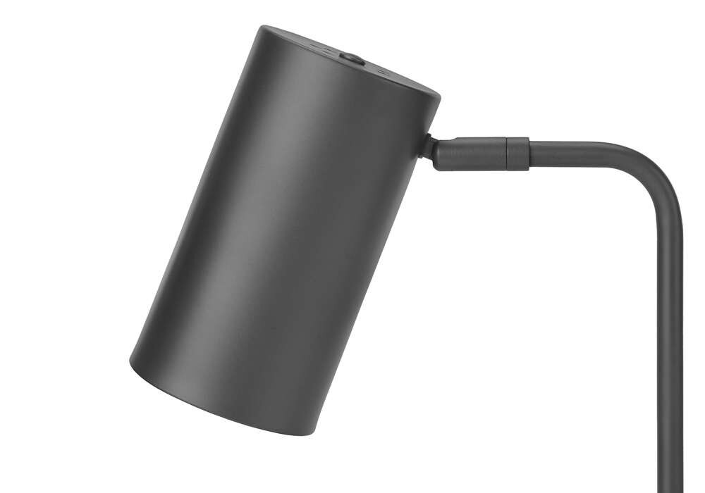 Monarch Specialties - Lighting, 18inH, Table Lamp, Usb Port Included, Grey Metal, Grey Shade, Modern - I 9645 veiw 2