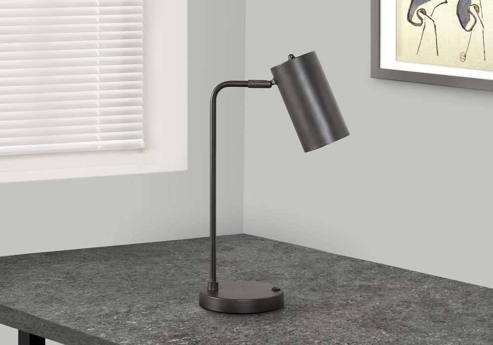 Monarch Specialties - Lighting, 18inH, Table Lamp, Usb Port Included, Grey Metal, Grey Shade, Modern - I 9645 veiw 4