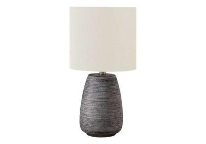 Monarch Specialties - Lighting, 19inH, Table Lamp, Grey Ceramic, Ivory / Cream Shade, Contemporary - I 9633 veiw 1