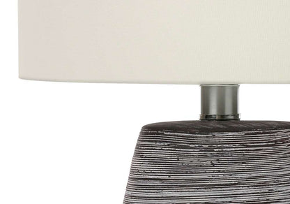 Monarch Specialties - Lighting, 19inH, Table Lamp, Grey Ceramic, Ivory / Cream Shade, Contemporary - I 9633 veiw 2