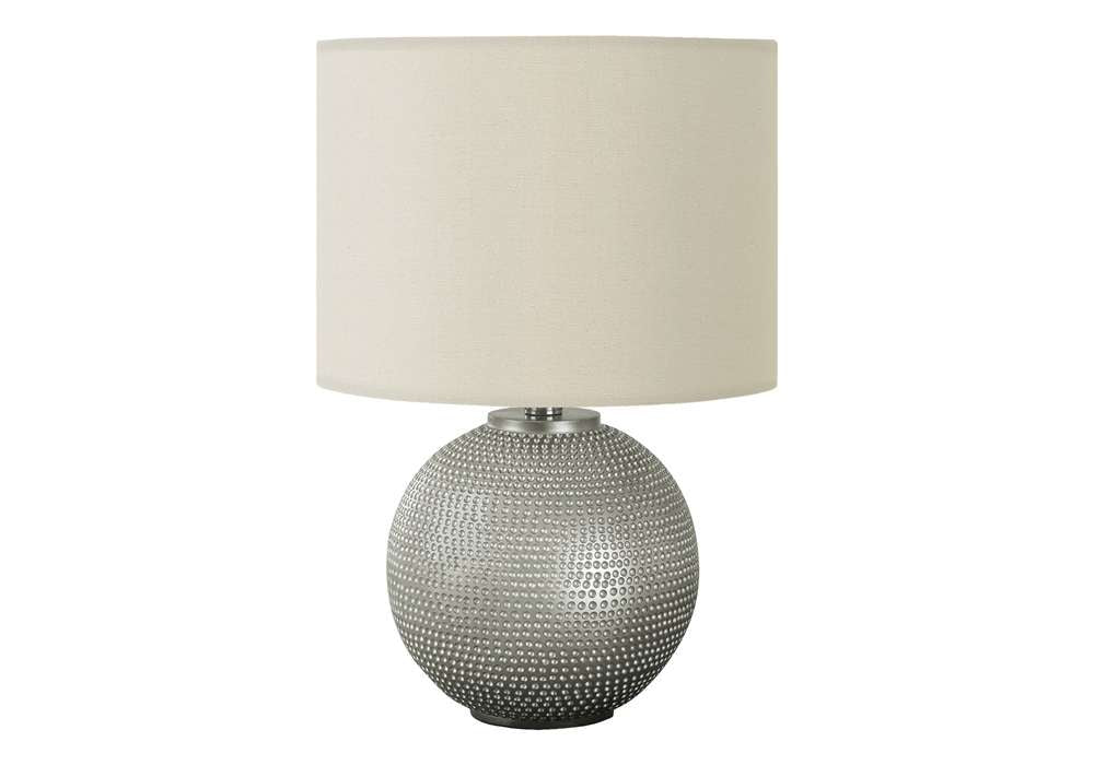 Monarch Specialties - Lighting, 19inH, Table Lamp, Grey Resin, Ivory / Cream Shade, Modern - I 9653 veiw 1