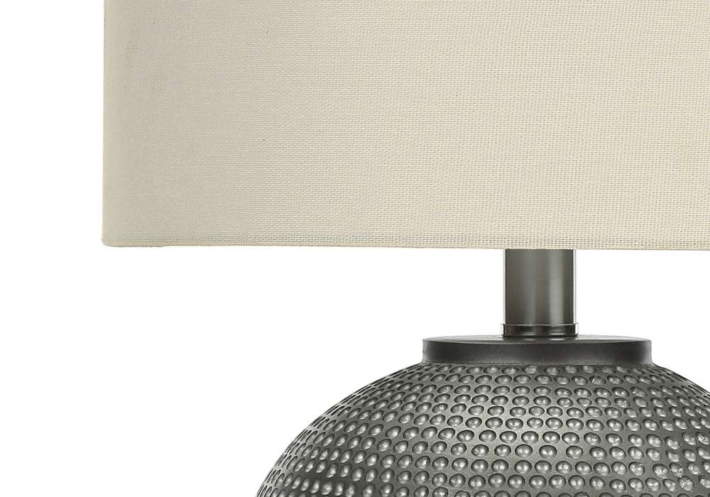 Monarch Specialties - Lighting, 19inH, Table Lamp, Grey Resin, Ivory / Cream Shade, Modern - I 9653 veiw 2