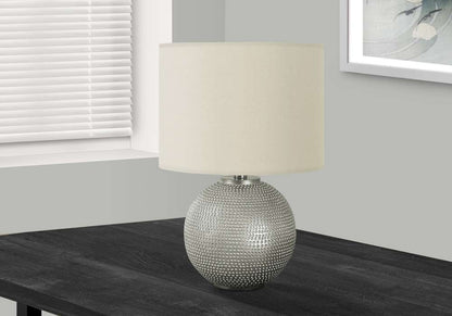 Monarch Specialties - Lighting, 19inH, Table Lamp, Grey Resin, Ivory / Cream Shade, Modern - I 9653 veiw 4